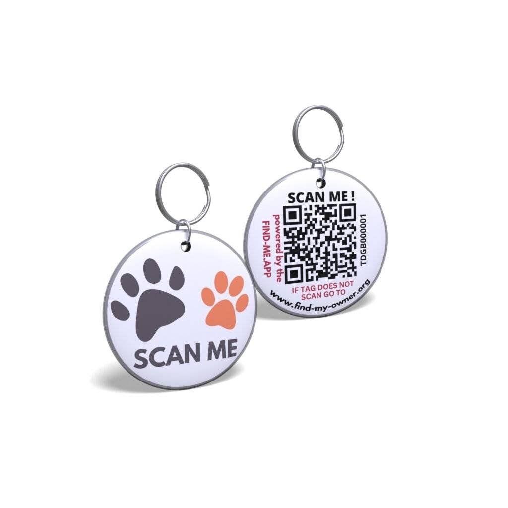 Peach Paw QR Code Cat Tag 2-Dogs