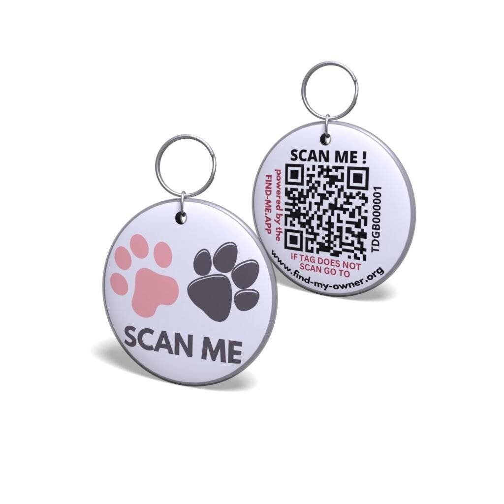 Dog Paw In Pink Dog ID Tags