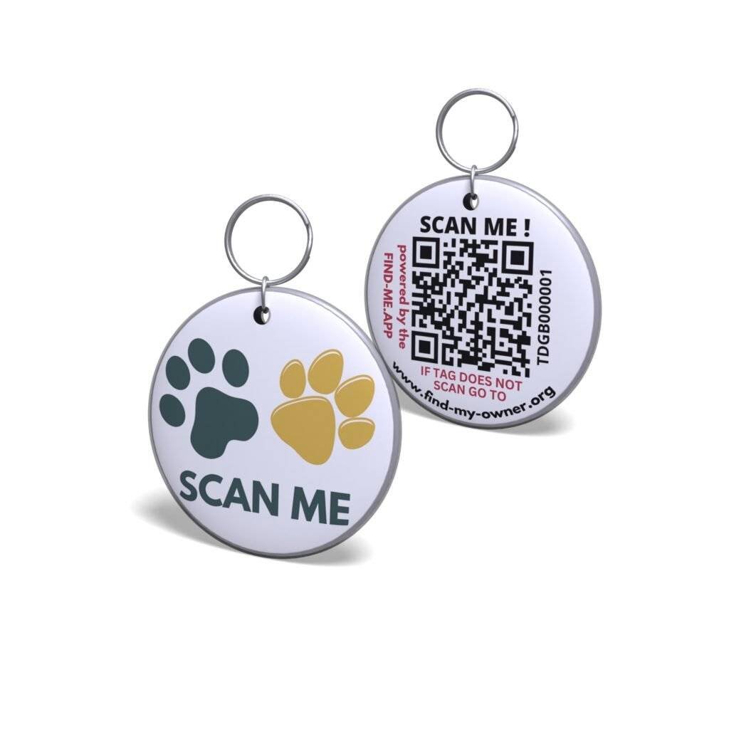 Yellow 30 mm QR Code Dog Tags 2-Dogs