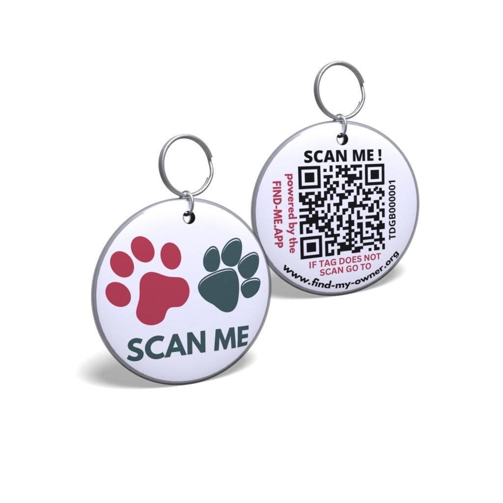 Dog Paw In Red ID Tags Uk 2-Dogs