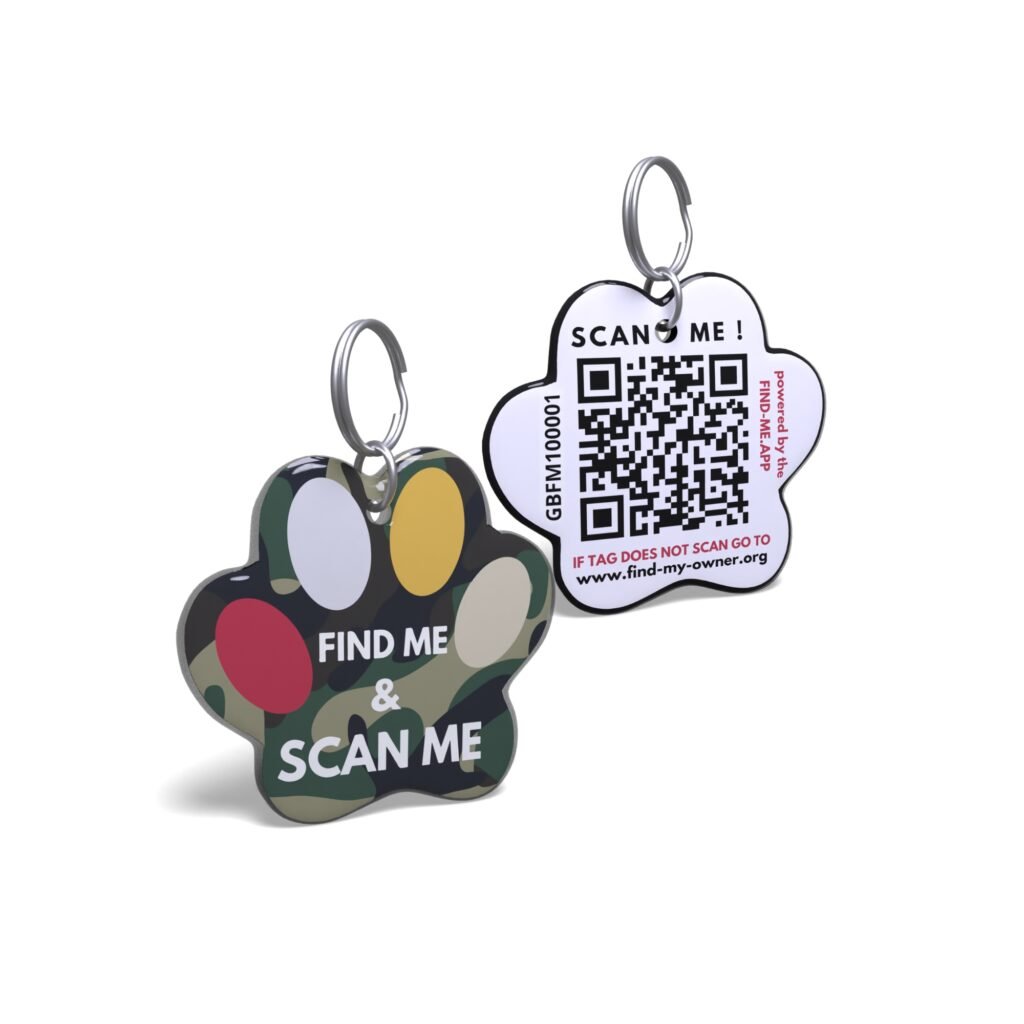 Camouflage Paw QR Code Pet Tags