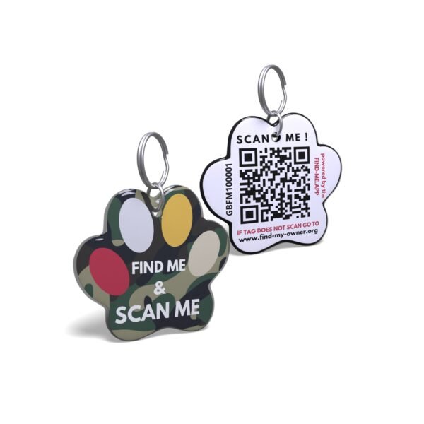 Camouflage Paw QR Code Pet Tags