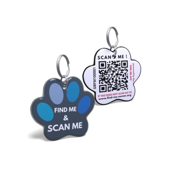 Shades Of Blue QR code dog Tag