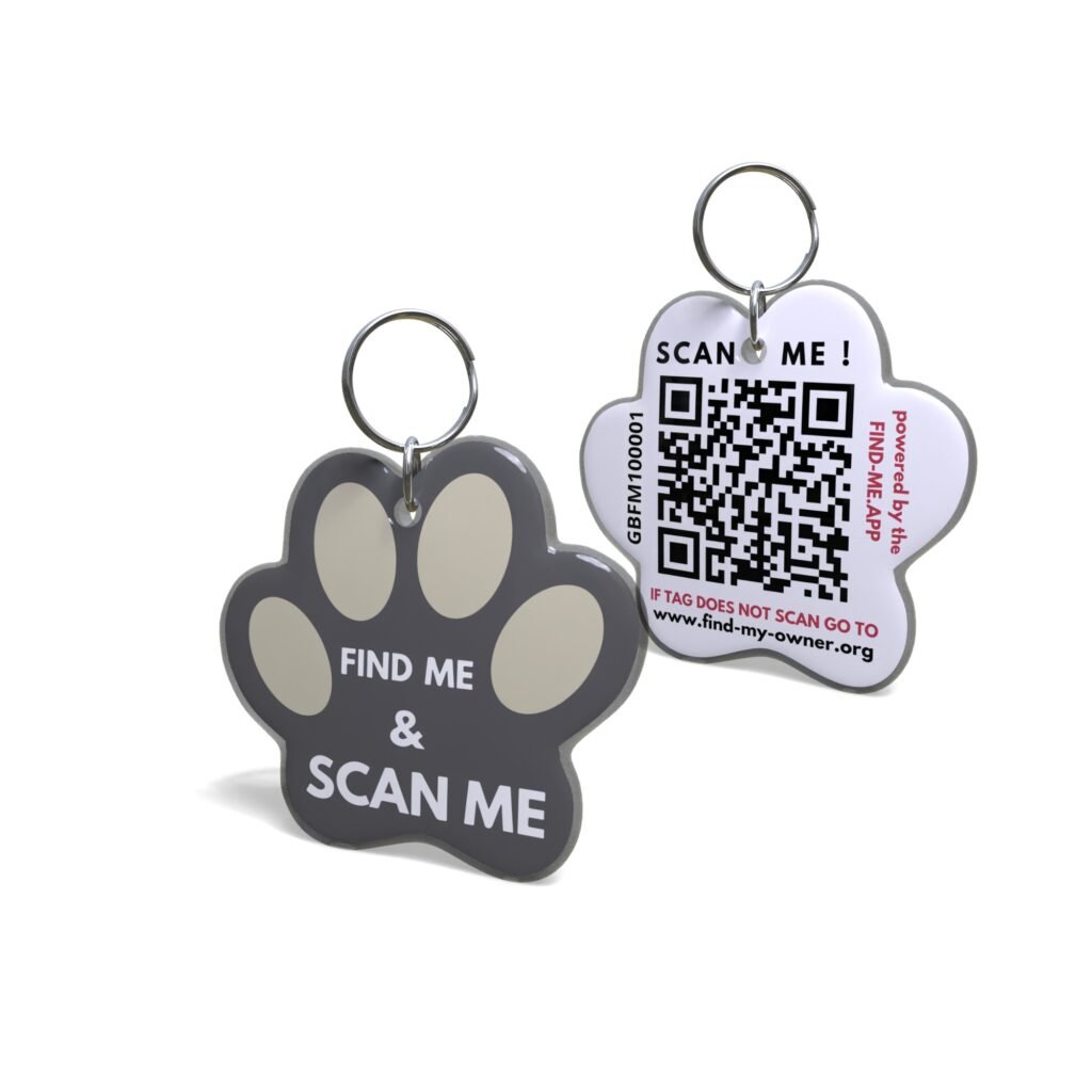 Beige On Grey Pet Tags QR Code