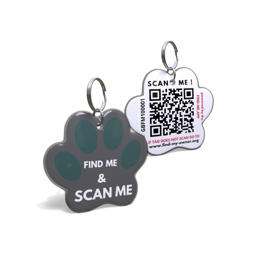 Green On Grey Pet Tags QR Code