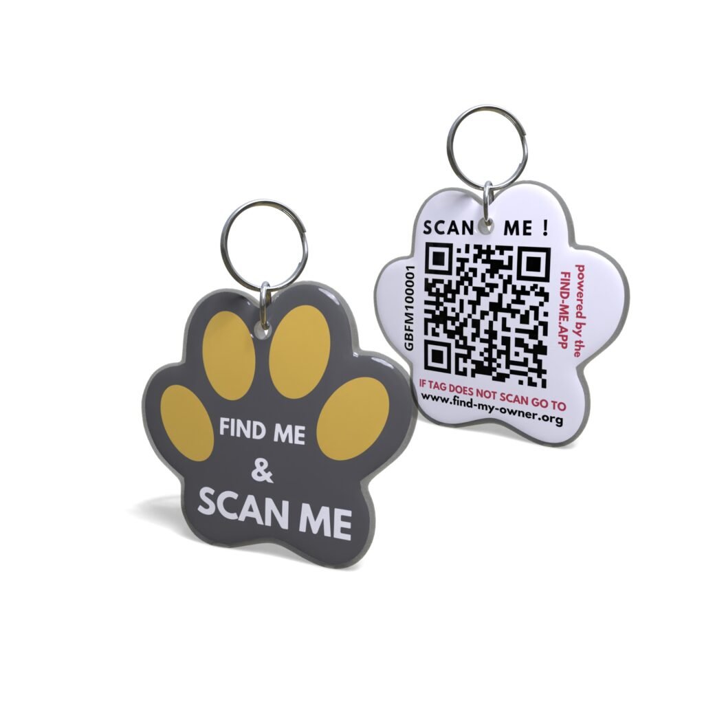 Yellow On Grey Smart Pet Tags UK