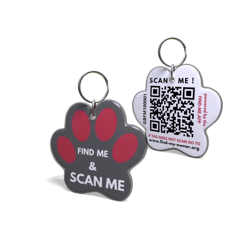 Red On Grey Smart Pet Tags